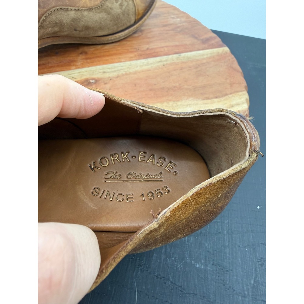 Kork-Ease Niseda Oxford Shoes Womens 7 Brown Leather Suede Buckle Cap Toe Flats - Picture 6 of 9